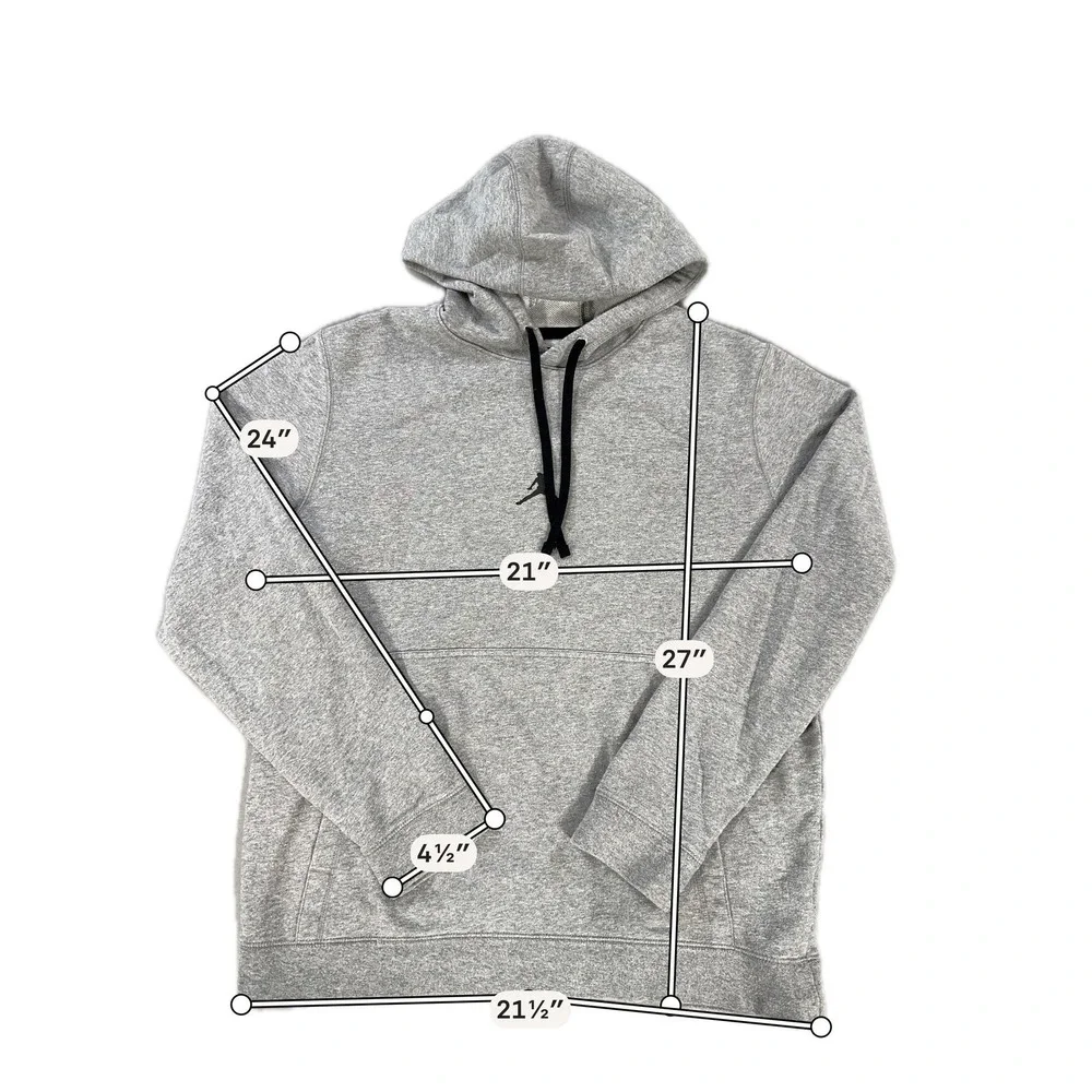 Jordan Hoodie Mens Medium Gray‎ Dri-FIT Fleece Pullover Sweatshirt Jumpman Logo